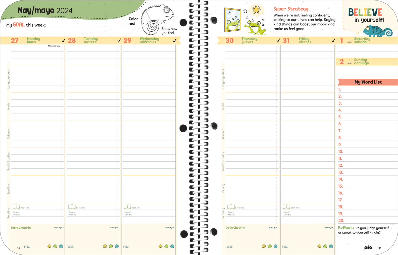 Elementary Wellness Planner Spread