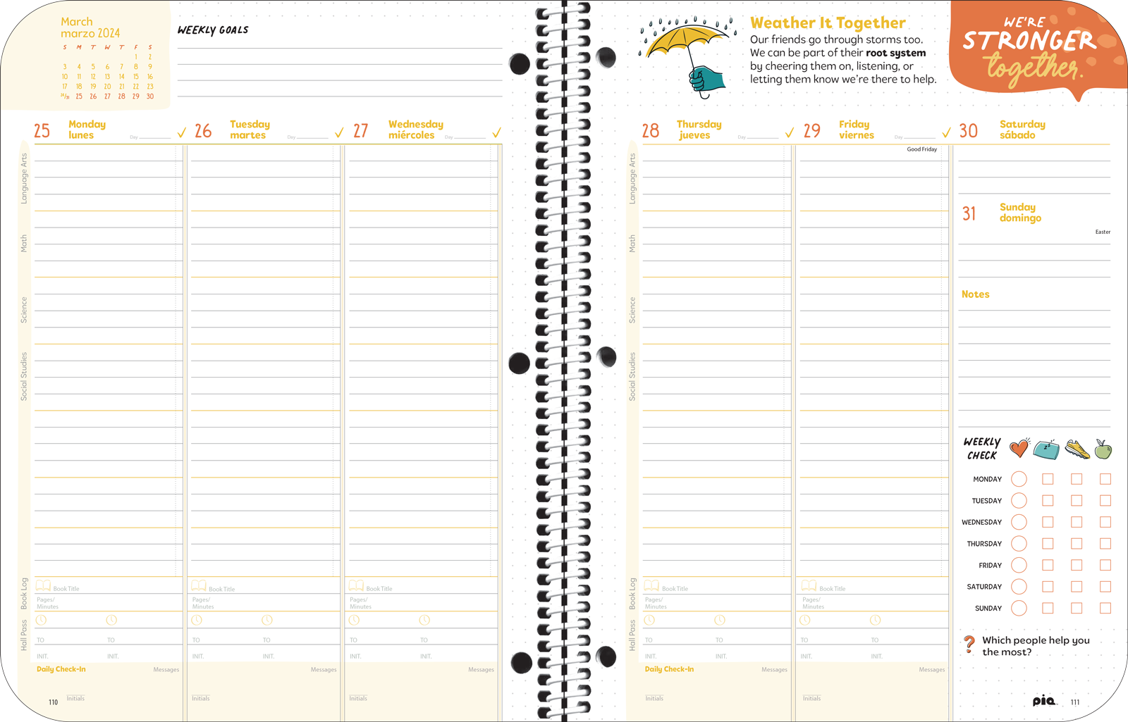 Middle Wellness Planner Spread